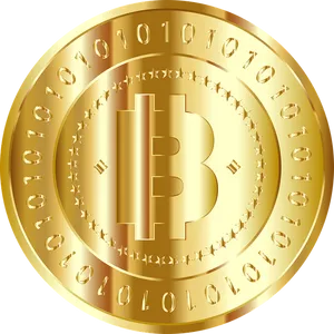 Golden Bitcoin Representation PNG image