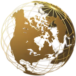 Golden Black Abstract Globe PNG image
