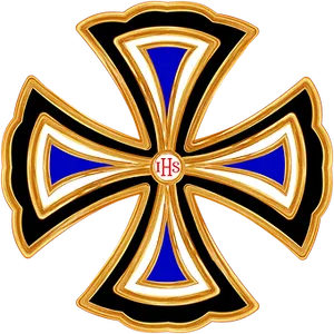 Golden Blue Cross Design PNG image