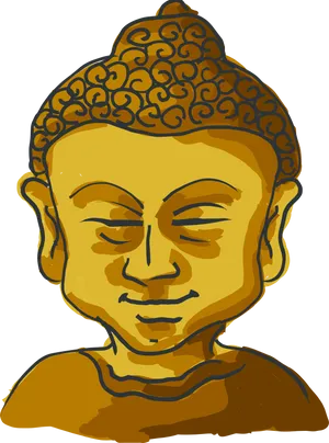 Golden Buddha Head Illustration PNG image