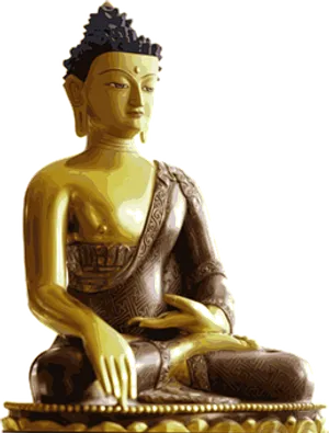 Golden Buddha Statue Meditation PNG image