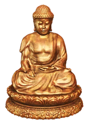 Golden Buddha Statue Meditation Pose PNG image