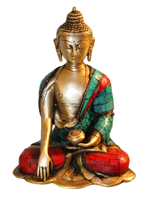 Golden Buddha Statue Meditation Pose PNG image