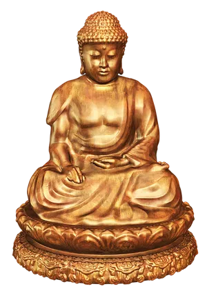 Golden Buddha Statue Meditation Pose PNG image