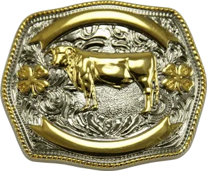 Golden Bull Western Belt Buckle PNG