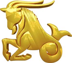 Golden Capricorn Sculpture PNG