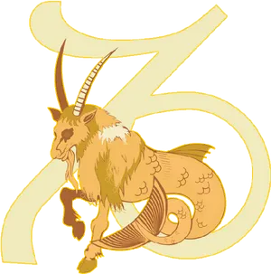 Golden Capricorn Zodiac Symbol PNG image