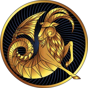 Golden Capricorn Zodiac Symbol PNG image