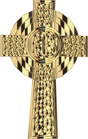 Golden Celtic Cross Design PNG