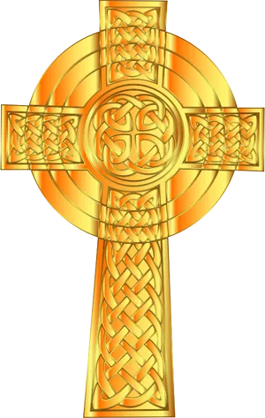 Golden Celtic Cross Design PNG