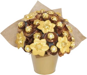 Golden Chocolate Flower Bouquet PNG image