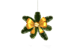 Golden Christmas Bowand Greenery PNG image