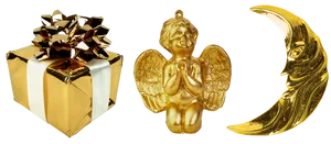Golden Christmas Decorations PNG image
