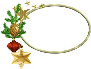 Golden Christmas Framewith Ornaments PNG image