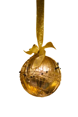 Golden Christmas Ornament Hanging PNG image