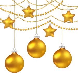 Golden Christmas Ornamentsand Lights
