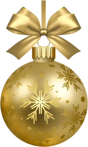 Golden Christmas Ornamentwith Bow PNG image