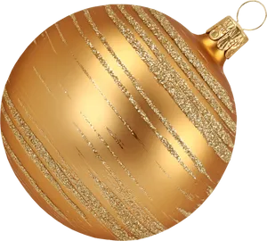Golden Christmas Ornamentwith Glitter Stripes PNG image
