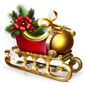 Golden Christmas Sleigh PNG 06292024