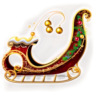 Golden Christmas Sleigh PNG 06292024