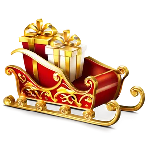 Golden Christmas Sleigh PNG Fsh