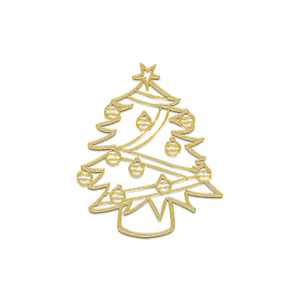 Golden Christmas Tree Outlineon Black