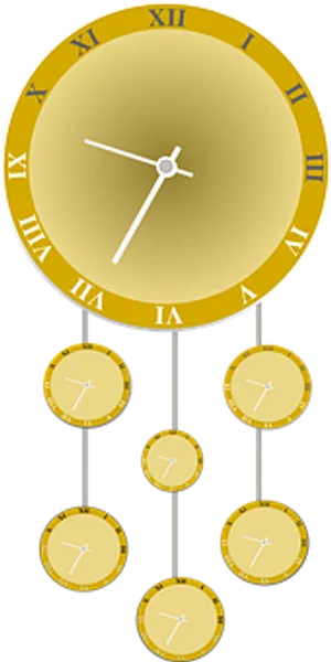 Golden Clock Tree Illustration PNG image