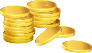 Golden Coins Stacked Graphic PNG image