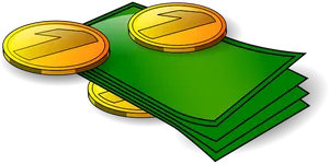 Golden Coinsand Cash Illustration