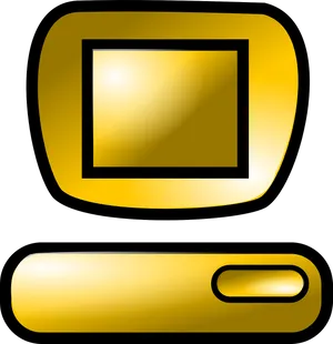 Golden Computer Monitor Icon PNG image