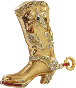 Golden Cowboy Boot Ornament PNG
