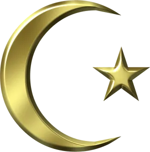 Golden_ Crescent_and_ Star_ Islamic_ Symbol PNG image