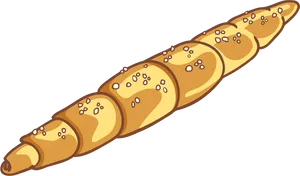 Golden Crispy Baguette Illustration PNG image