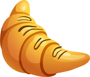 Golden Croissant Vector Illustration PNG