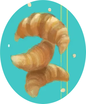 Golden Croissants Artistic Background PNG