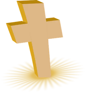 Golden Cross Glowing Halo PNG image
