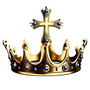 Golden Crown With Cross PNG 45