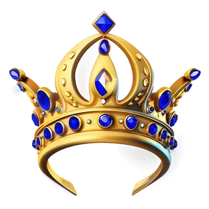 Golden Crown With Sapphires PNG 06282024