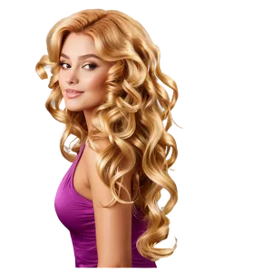 Golden Curly Hair Waves PNG Lah