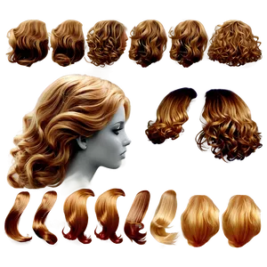 Golden Curly Hair Waves PNG Pbl