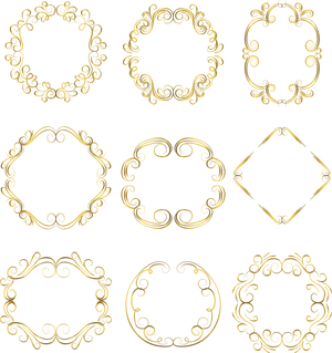 Golden Decorative Circle Vectors PNG image