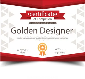 Golden Designer Certificate Template PNG image