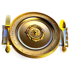 Golden Dinner Plate Png 06262024 PNG image