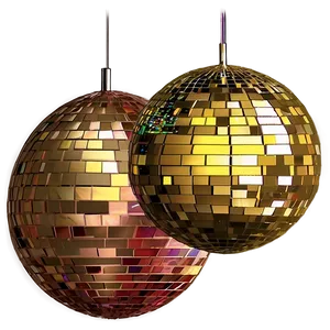 Golden Disco Balls Hanging PNG