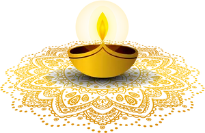 Golden_ Diwali_ Lamp_and_ Mandala_ Background PNG image