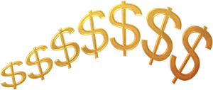 Golden Dollar Signs Array PNG image