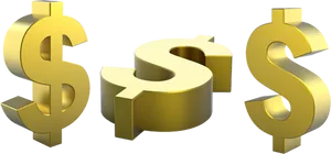 Golden Dollar Signs3 D Illustration PNG image