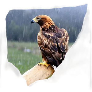 Golden Eagle In Rain PNG Efi
