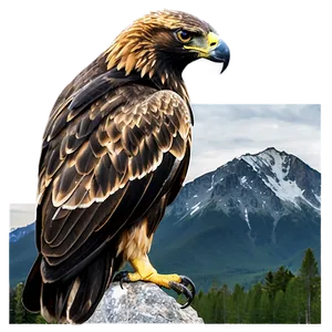Golden Eagle With Mountain Backdrop PNG 06202024