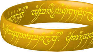 Golden Elvish Script Ring PNG image